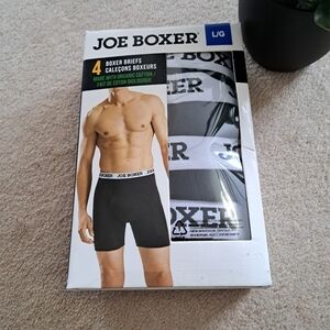 Joe Boxer 4 Pack Organic Cotton Boxer Briefs Men's Size Large Black NEW